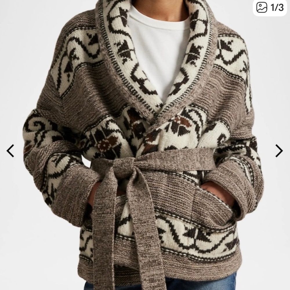 ISO Ralph Lauren Wool-Blend Shawl-Collar Cardigan